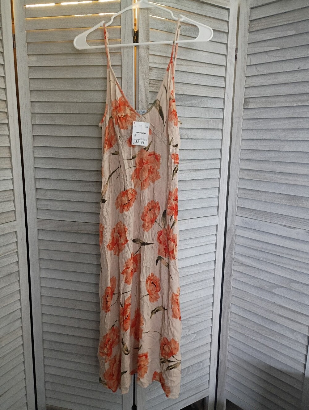 Juniors Size XL Peach Floral Maxi Dress 43" Long NEW WITH TAGS